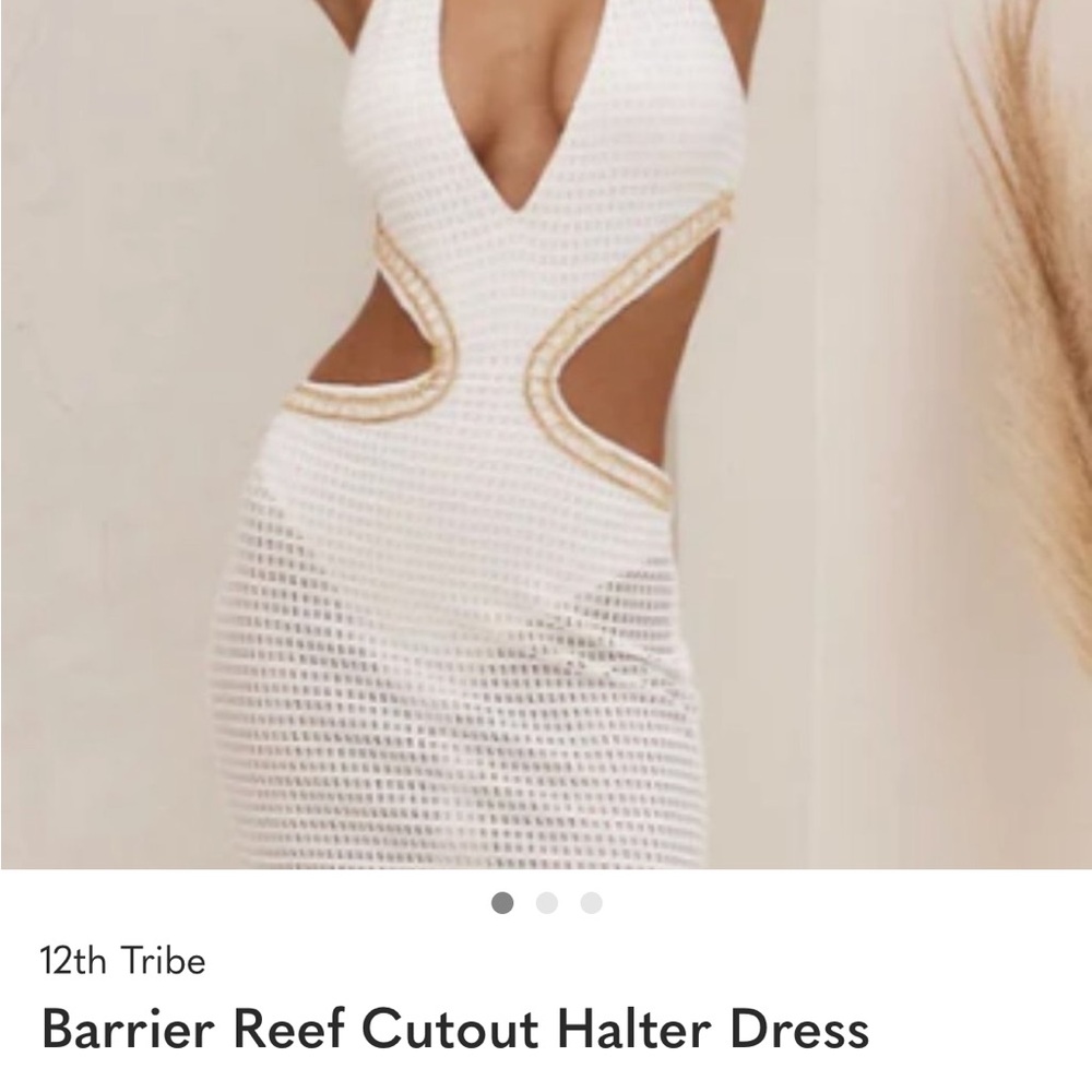12th Tribe White and Gold Backless Dress